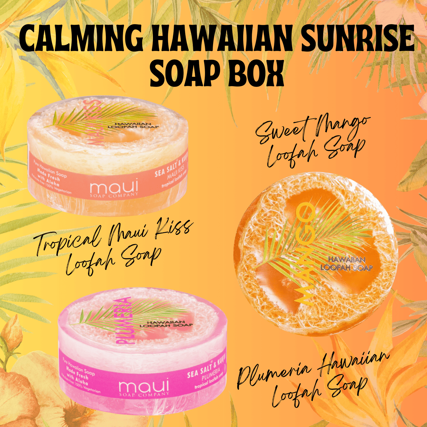 Calming Hawaiian Sunrise Natural Soap & Spa Set