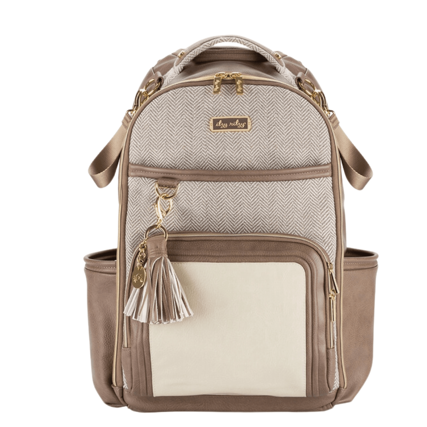 Itzy Ritzy Boss Plus Backpack Vanilla Latte - Large Capacity Travel Diaper Bag