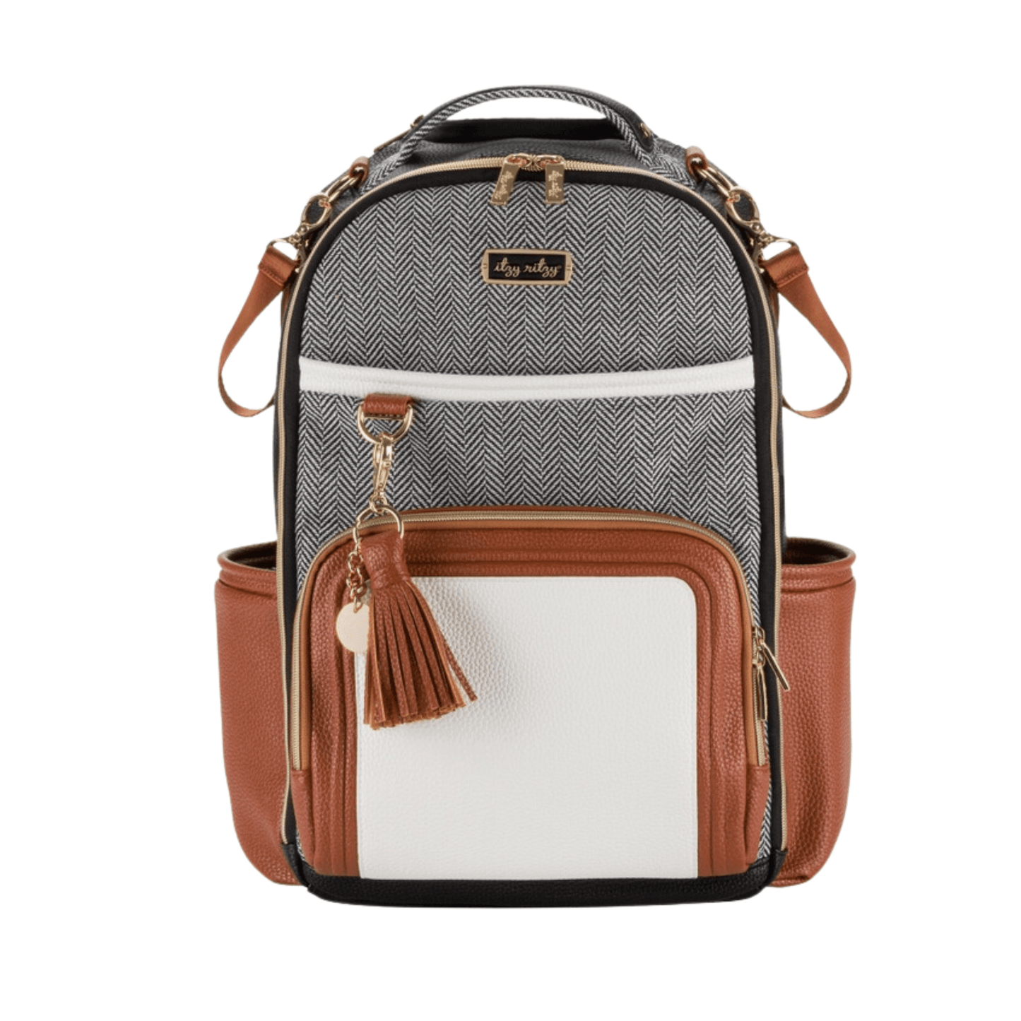 Itzy Ritzy Diaper Bags Coffee and Cream Boss Plus Large Capacity Travel Luggage Backpack
