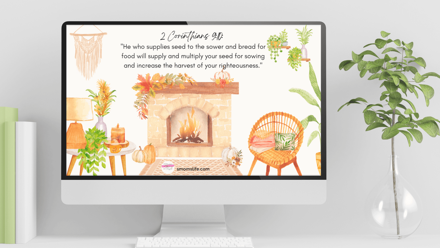 Fall Boho Bible Verse Wallpaper 2 Corinthians 9:10 Desktop Background