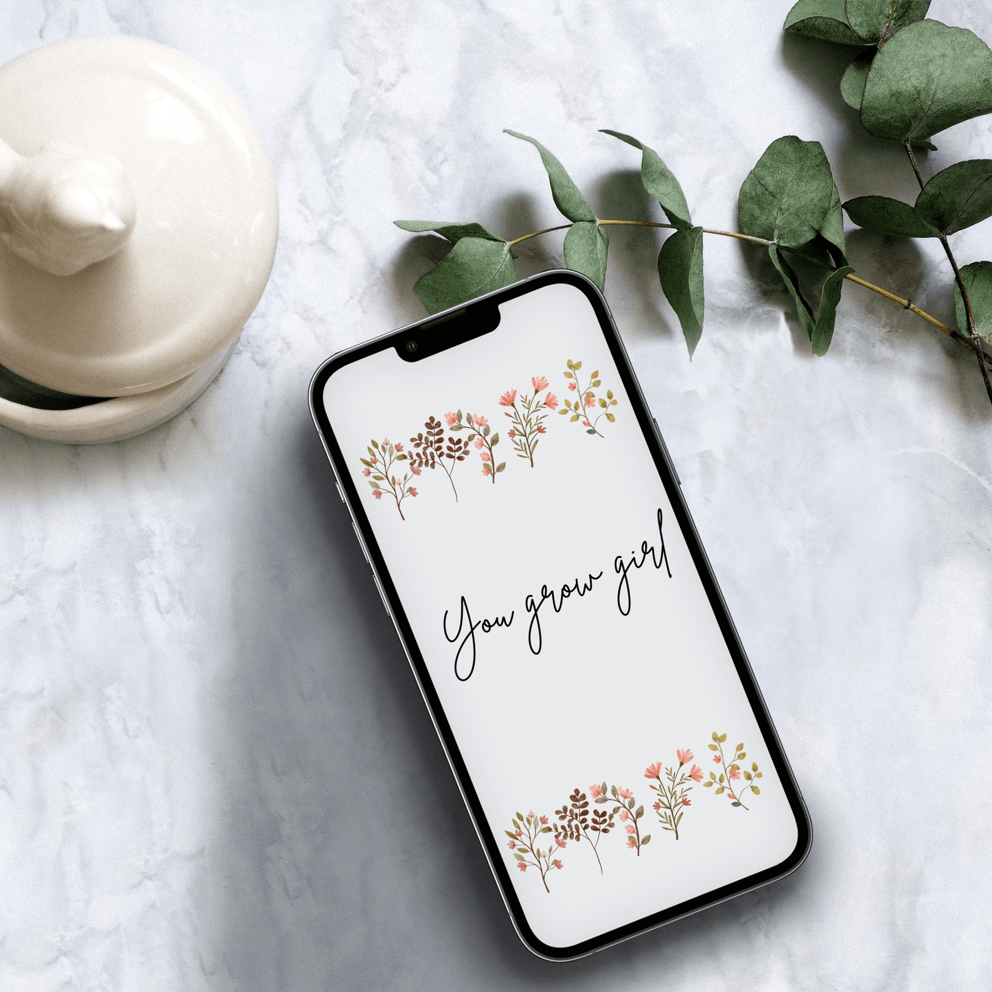 You Grow Girl Boho iphone Wallpaper & Printable Affirmations for Women Bundle: Tuesday Morning Work Quote