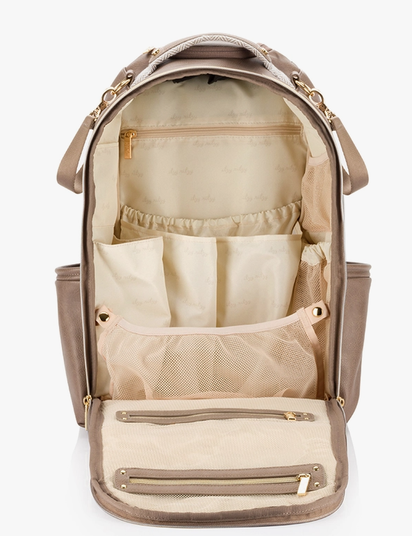 Itzy Ritzy Vanilla Latte - Boss Plus Large Capacity Travel Diaper Bag Backpack