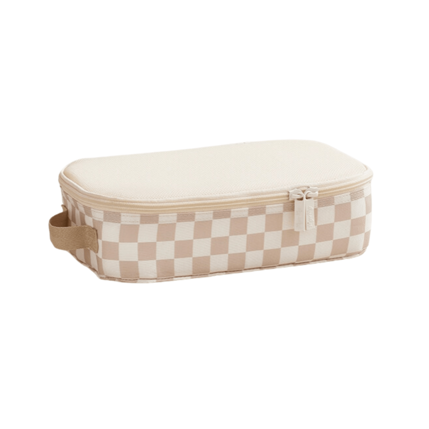 Itzy Ritzy Packing Cubes - Set of 3 Packing Cubes & Travel Diaper Bag Organizer Taupe Checkerboard