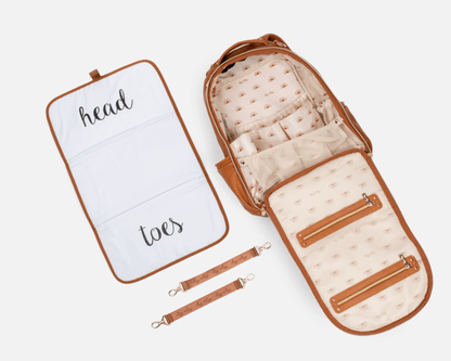 Itzy Ritzy Diaper Bags Cognac Boss Plus Large Capacity Travel Luggage Backpack