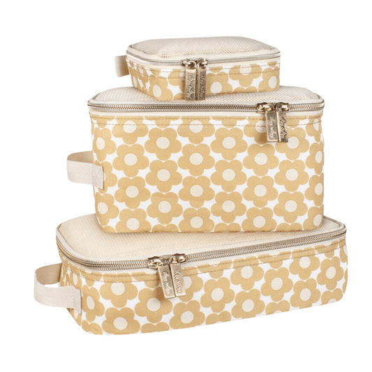 Itzy Ritzy Packing Cubes - Set of 3 Packing Cubes or Travel Diaper Bag Organizer Milk & Honey