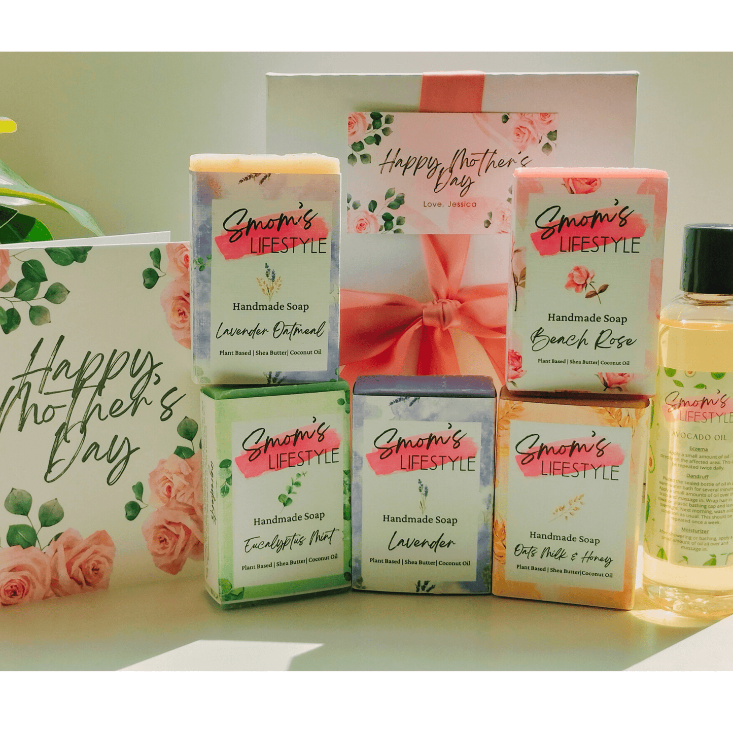 BOGO SALE| Mother's Day Gift Box Moisturizing Roses & Oats Skin Care Bundle| Dry Skin & Flaky Skin - 5 Pack