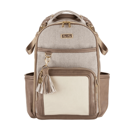 Itzy Ritzy Boss Plus Backpack Vanilla Latte - Large Capacity Travel Diaper Bag