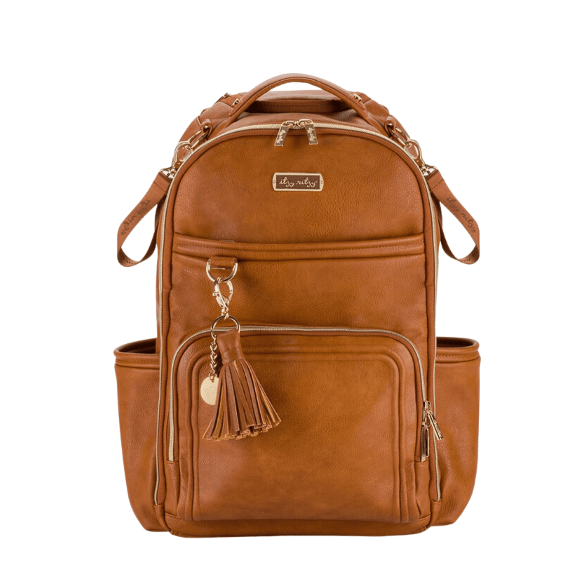 Itzy Ritzy Diaper Bags Cognac neutral tone large capacity travel luggage backpack and diaper bag
