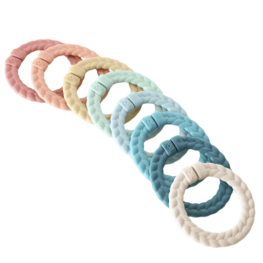 Itzy Ritzy Linking Teething Ring Set; Set of 8 Braided, Rainbow-Colored Versatile Bitzy Bespok Ritzy Linking Rings