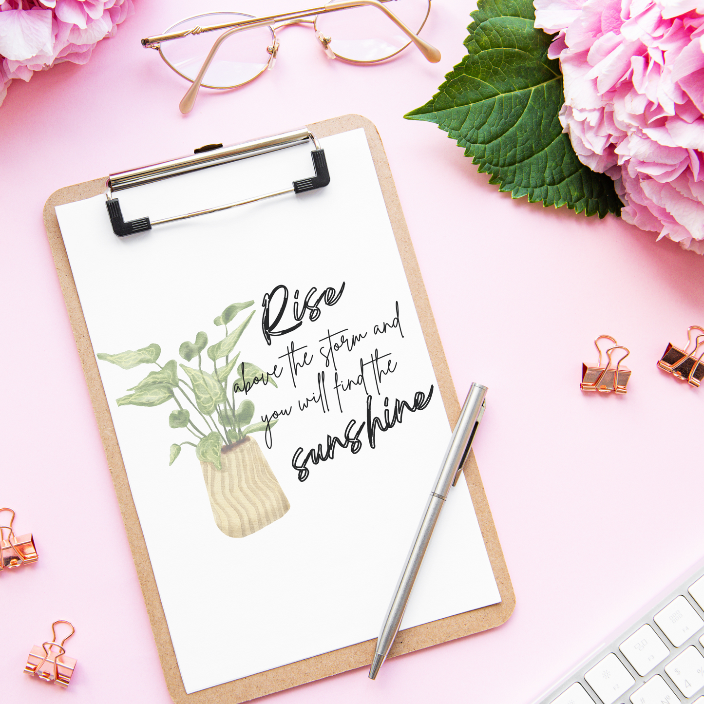 Rise and Shine Botanical Boho Wallpaper Laptop Self Care Affirmations for Women's Work & Life Balance