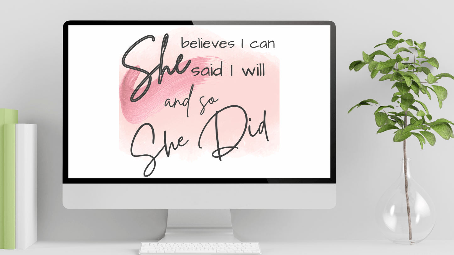 Pink "She" Work Affirmations Quote Bundle