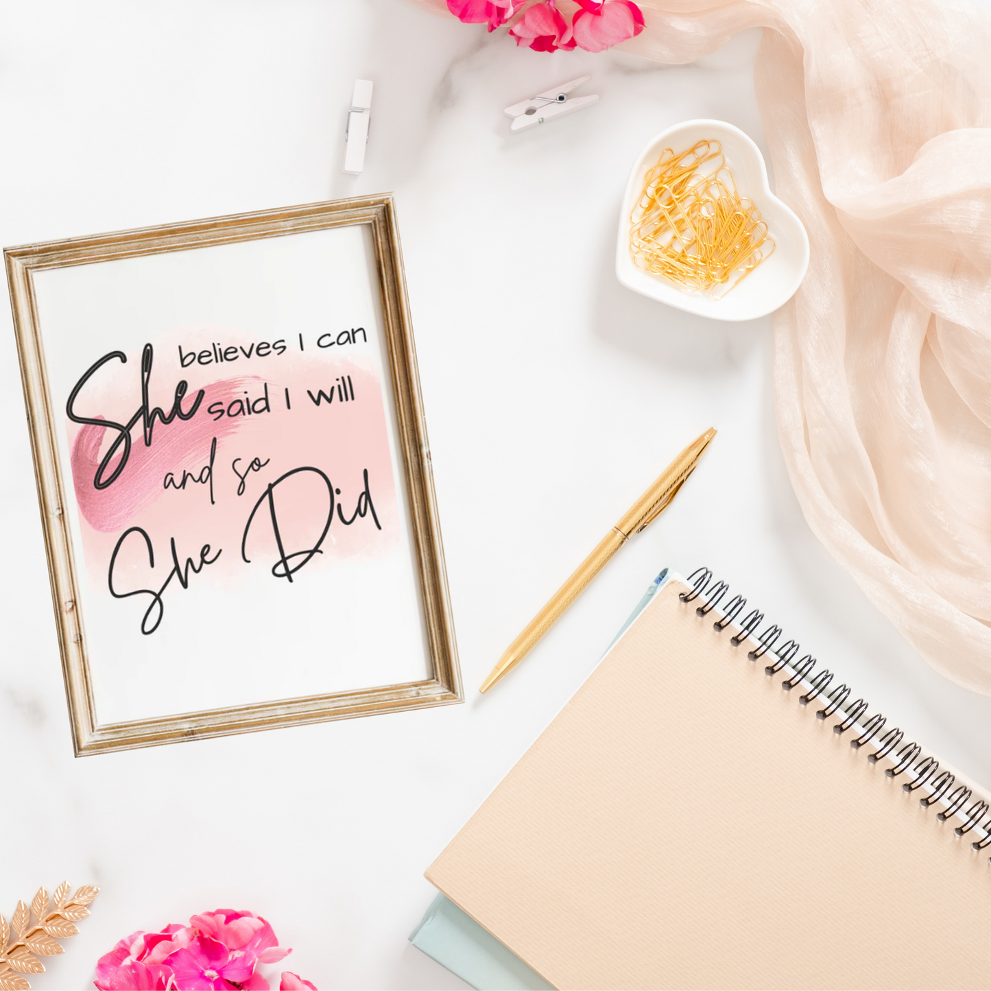 Pink "She" Work Affirmations Quote Bundle