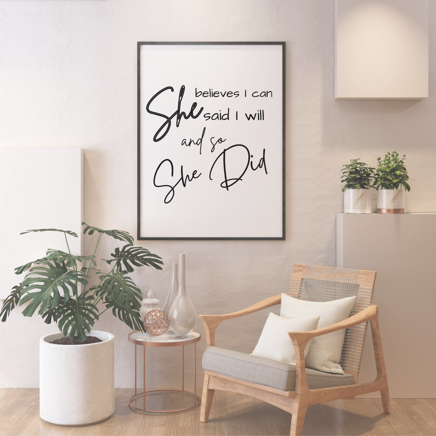 She Black and White Art Self Care Quote Bundle