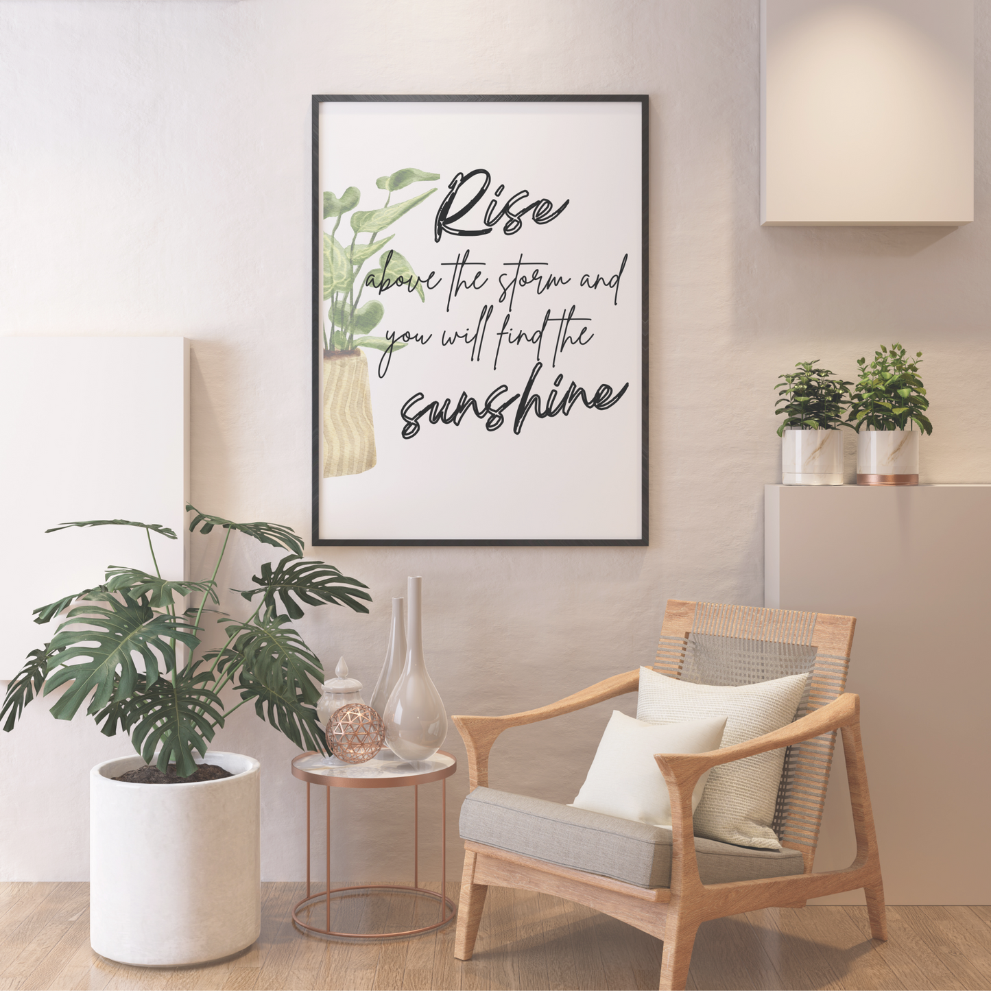 Rise and Shine Botanical Wall Art & Desk Affirmations for Work Life Balance Bundle