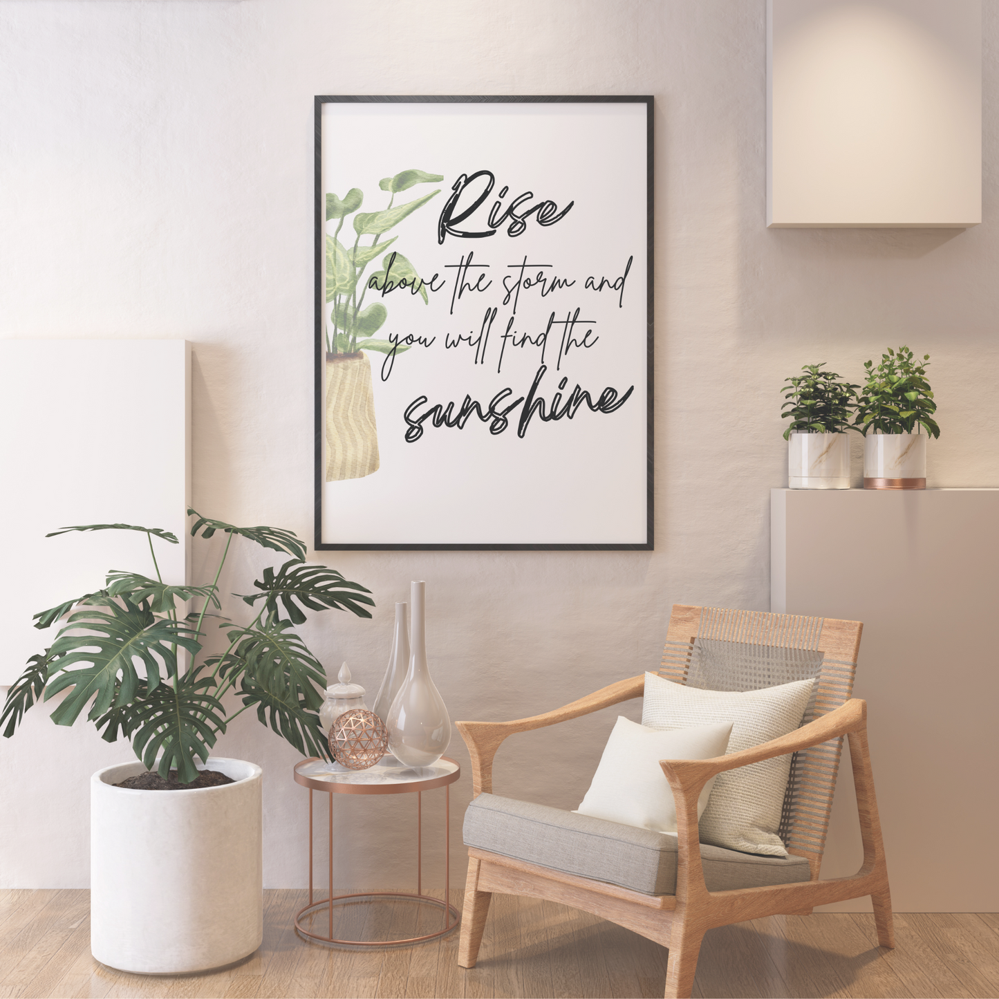 Rise and Shine Botanical Boho Wallpaper Laptop Self Care Affirmations for Women's Work & Life Balance