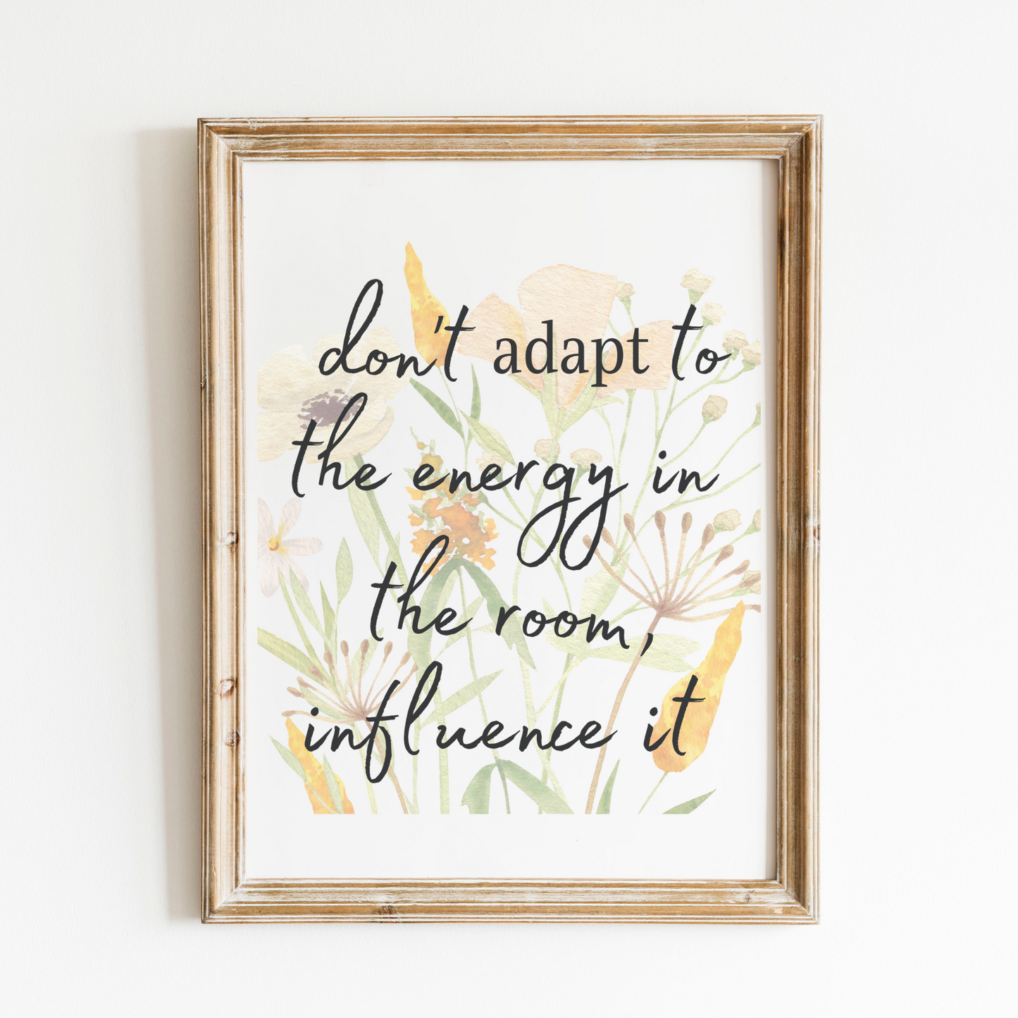 Don't Adapt to Energy Yellow Watercolor Wildflower Self Care Affirmation Bundle